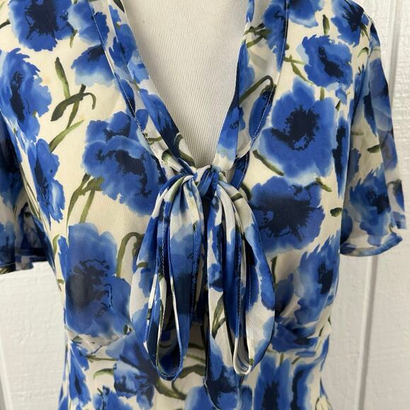 Jaclyn Smith Women Short Sleeve Blouse Top Blue Office Career Vintage Small - Picture 4 of 7
